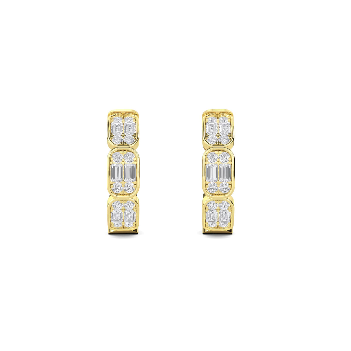 Tiered Round Baguette Drop Earrings - image 1
