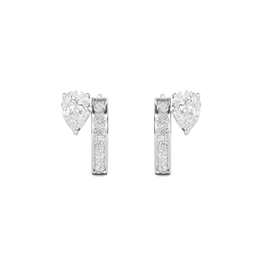 Petite Tiered Round Baguette Drop Earrings (Silver) - image 1