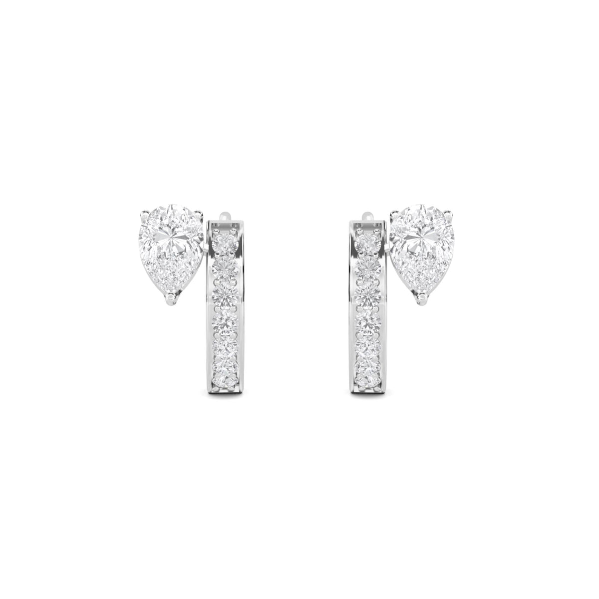 Petite Tiered Round Baguette Drop Earrings (Silver) - image 1