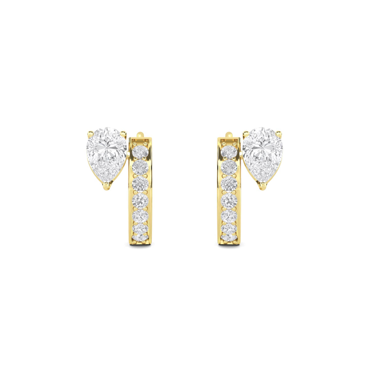 Petite Tiered Round Baguette Drop Earrings - image 1