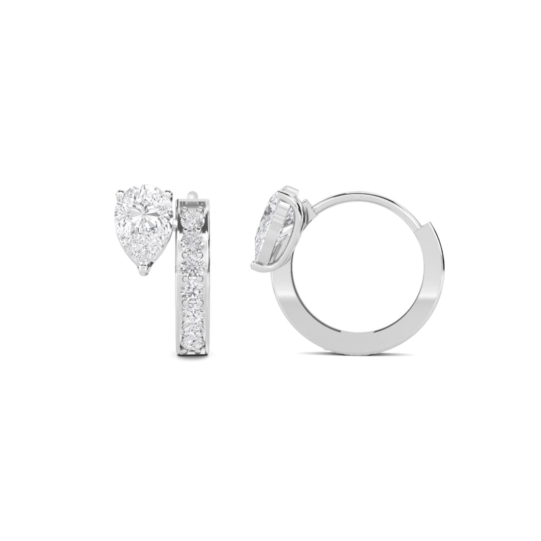 Petite Tiered Round Baguette Drop Earrings (Silver)