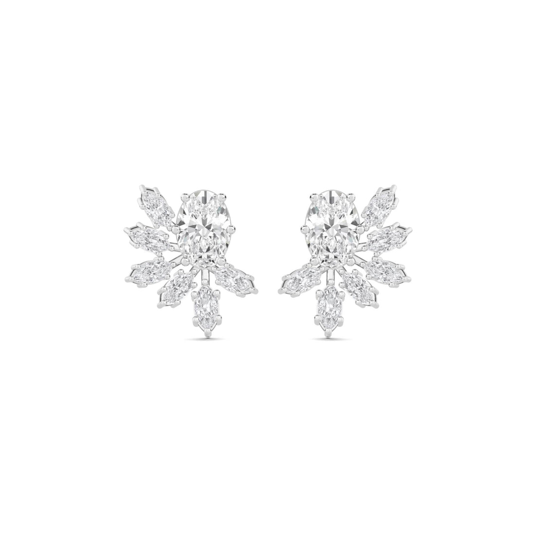 Marquise Pear Snowflake Cluster Stud Earrings (Silver) - image 1