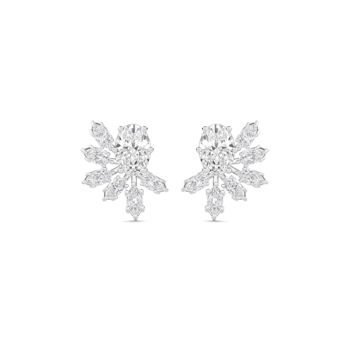 Marquise Pear Snowflake Cluster Stud Earrings (Silver) - image 1