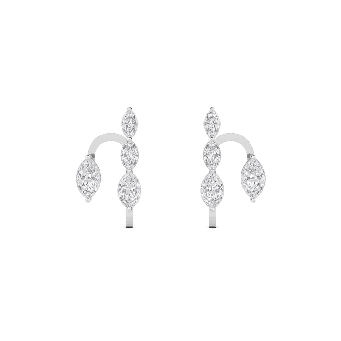 Marquise Crescent Ear Climber Earrings (Silver) - image 1