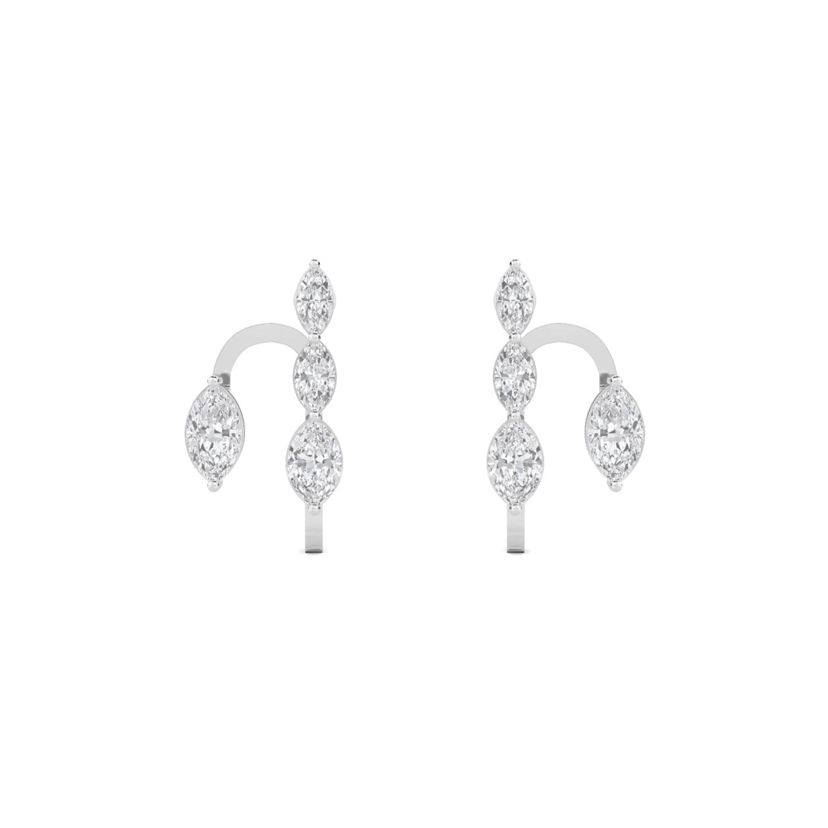Marquise Crescent Ear Climber Earrings (Silver) - image 1
