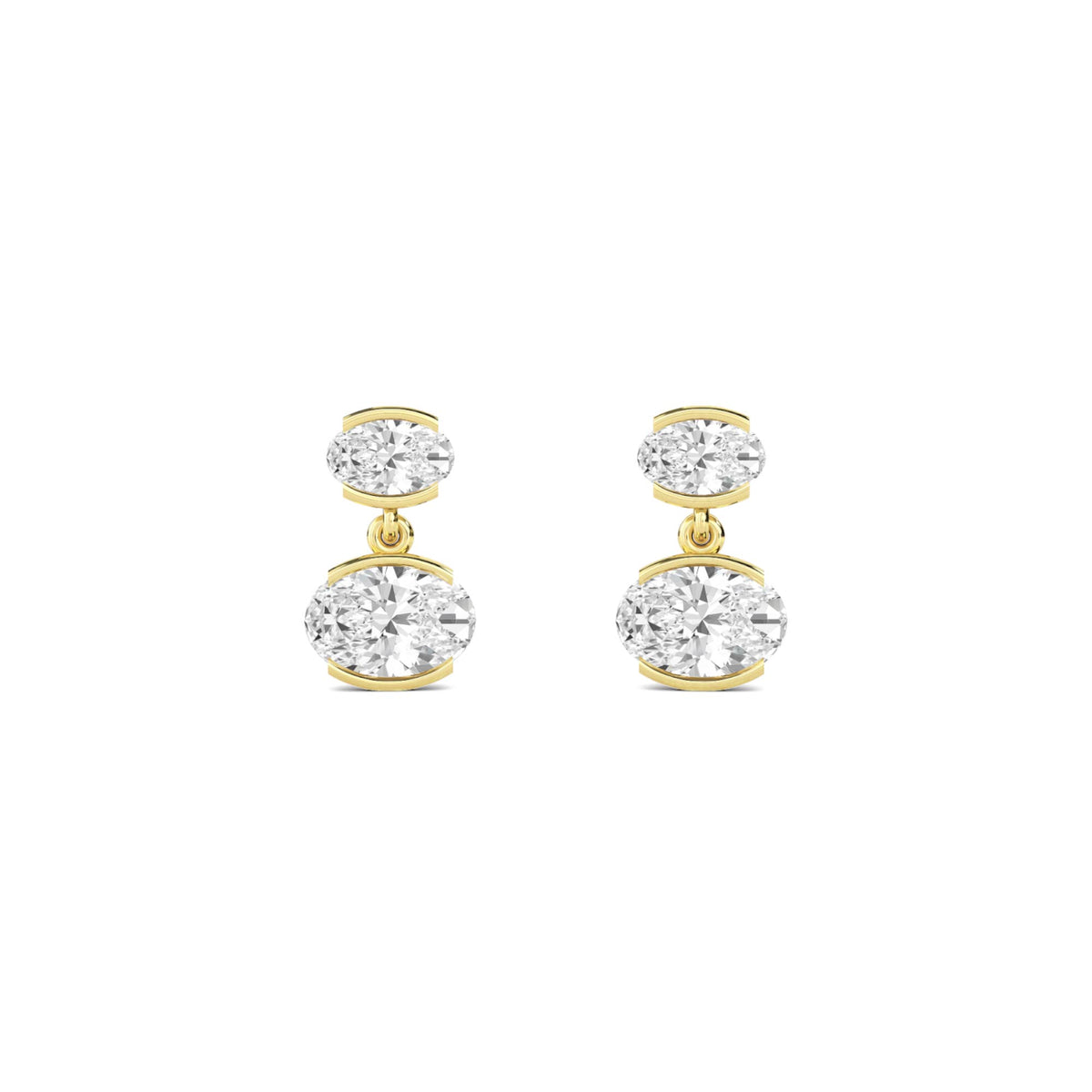 Oval Two Stone Drop Earrings - image 1