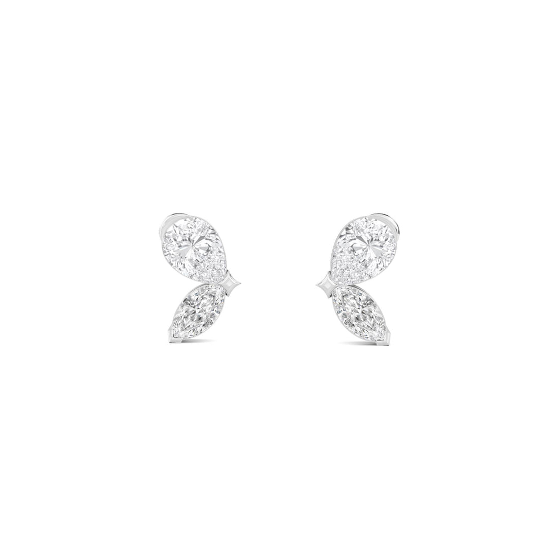 Double Marquise Bow Stud Earrings (Silver) - image 1