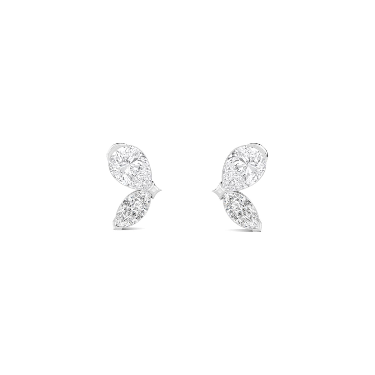 Double Marquise Bow Stud Earrings (Silver) - image 1
