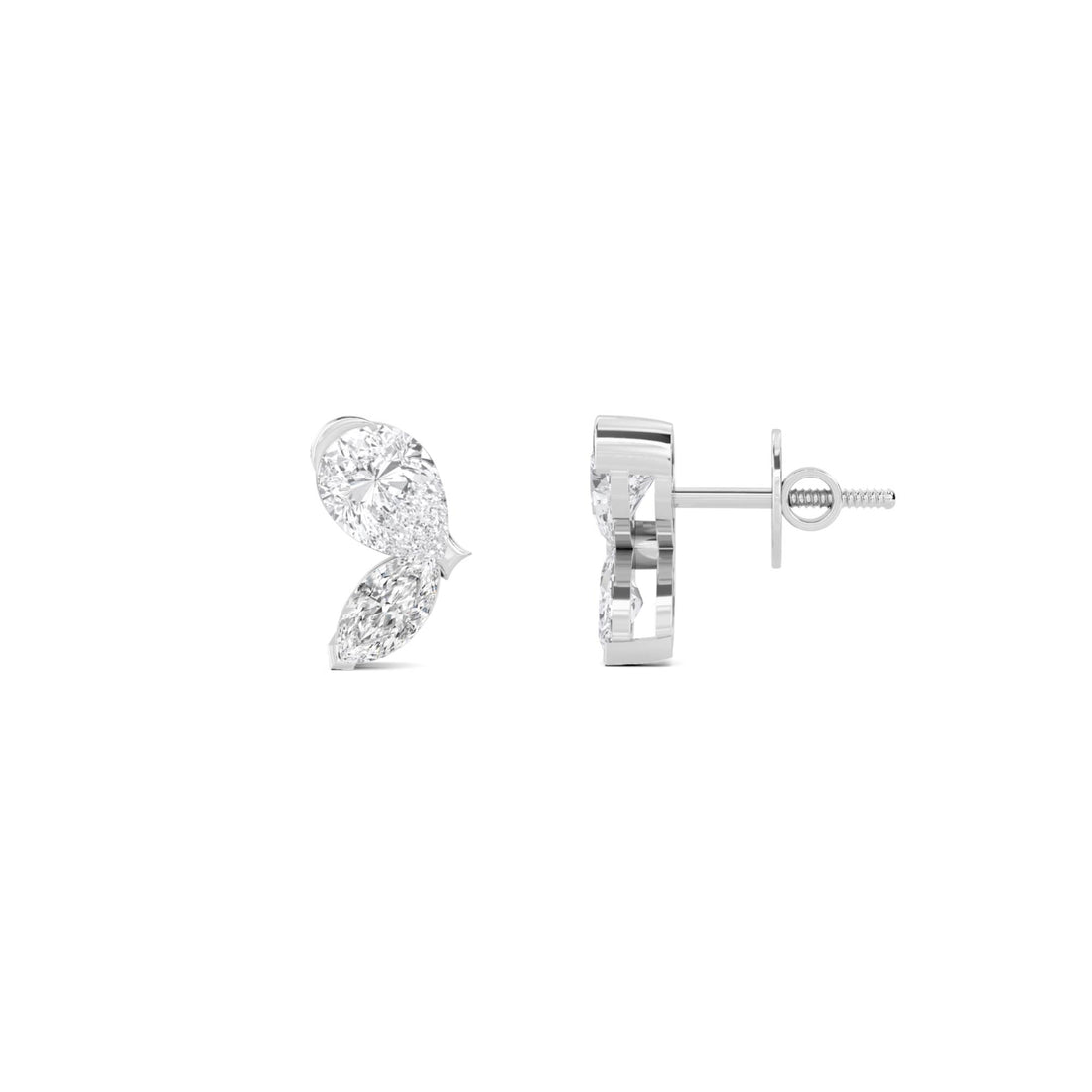 Double Marquise Bow Stud Earrings (Silver)