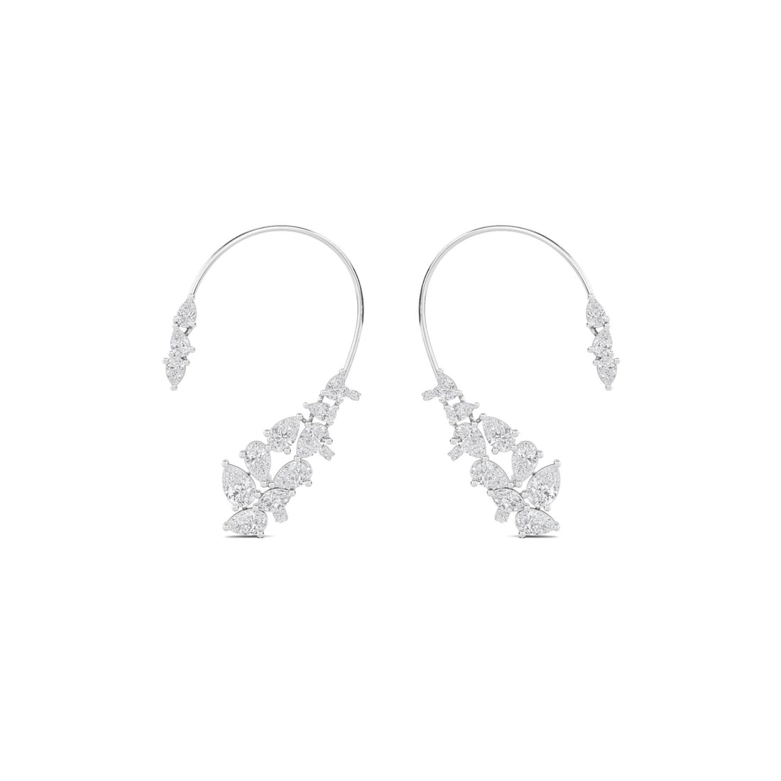 Mixed Cut Wire Ear Climber Earrings (Silver) - image 1