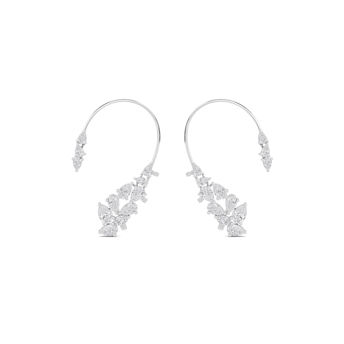 Mixed Cut Wire Ear Climber Earrings (Silver) - image 1