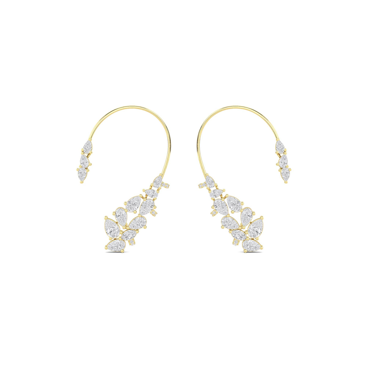 Mixed Cut Wire Ear Climber Earrings - image 1