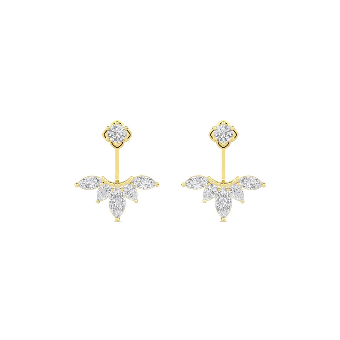 Clover Cluster Stud with Fringe Drop Earrings - image 1