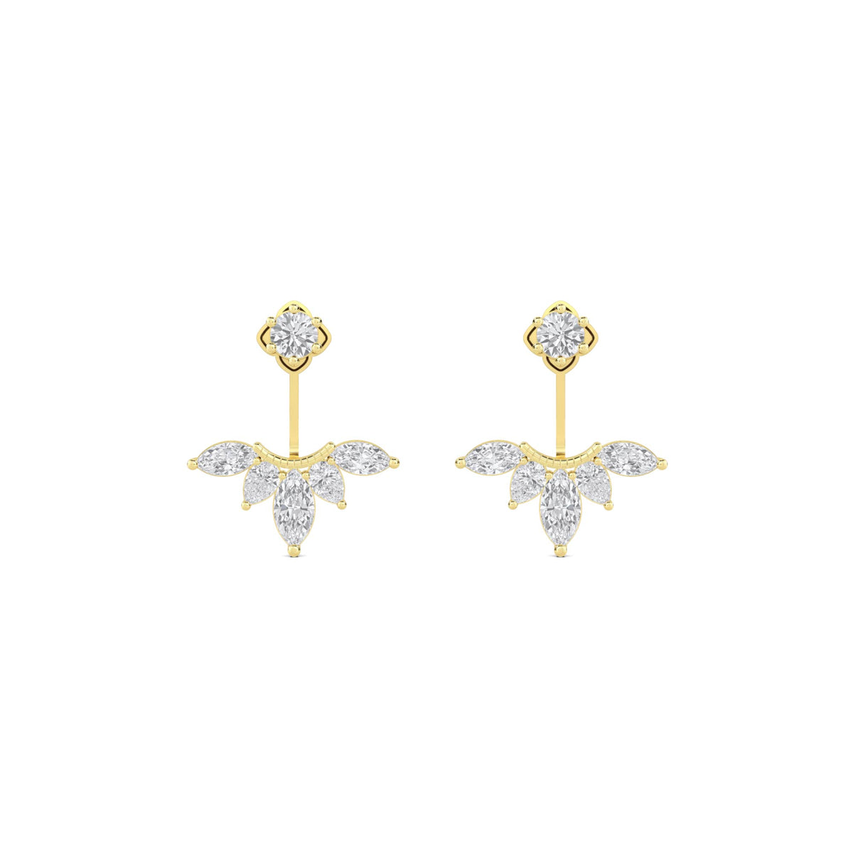 Clover Cluster Stud with Fringe Drop Earrings - image 1