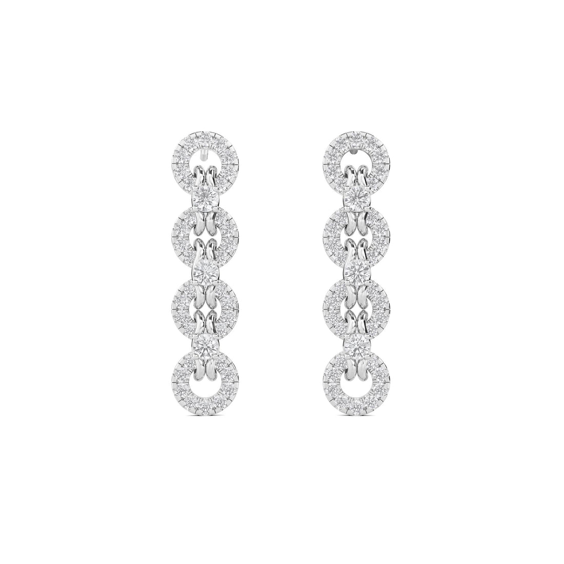 Round Link Chain Drop Earrings (Silver) - image 1
