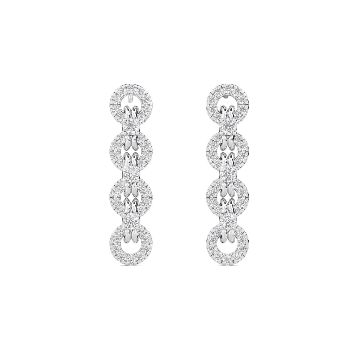 Round Link Chain Drop Earrings (Silver) - image 1