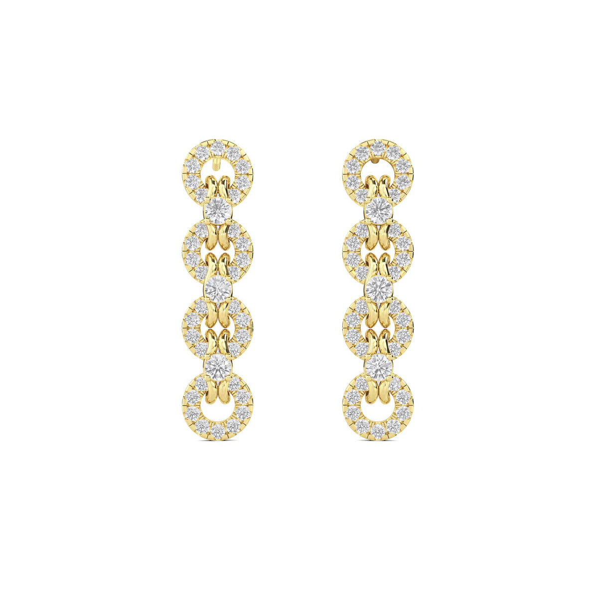 Round Link Chain Drop Earrings - image 1