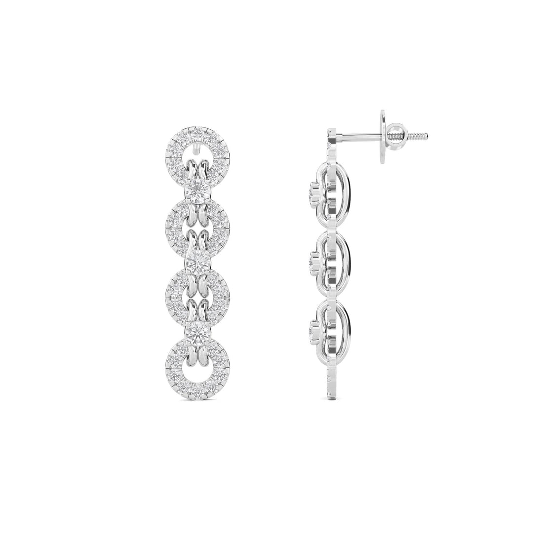 Round Link Chain Drop Earrings (Silver)