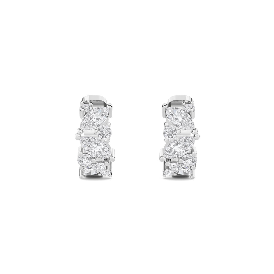 Marquise Round Bezel Hoop Earrings (Silver) - image 1