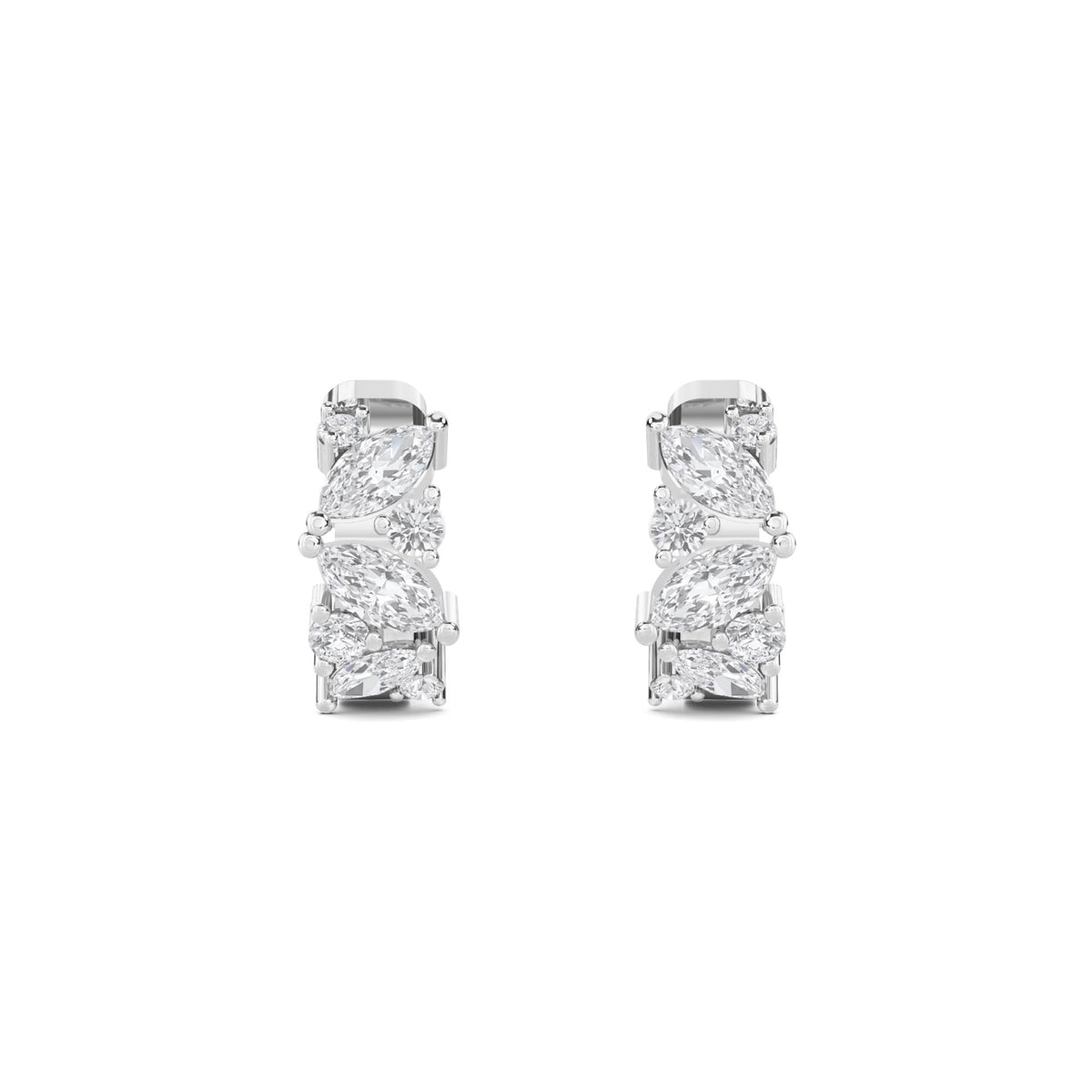 Marquise Round Bezel Hoop Earrings (Silver) - image 1
