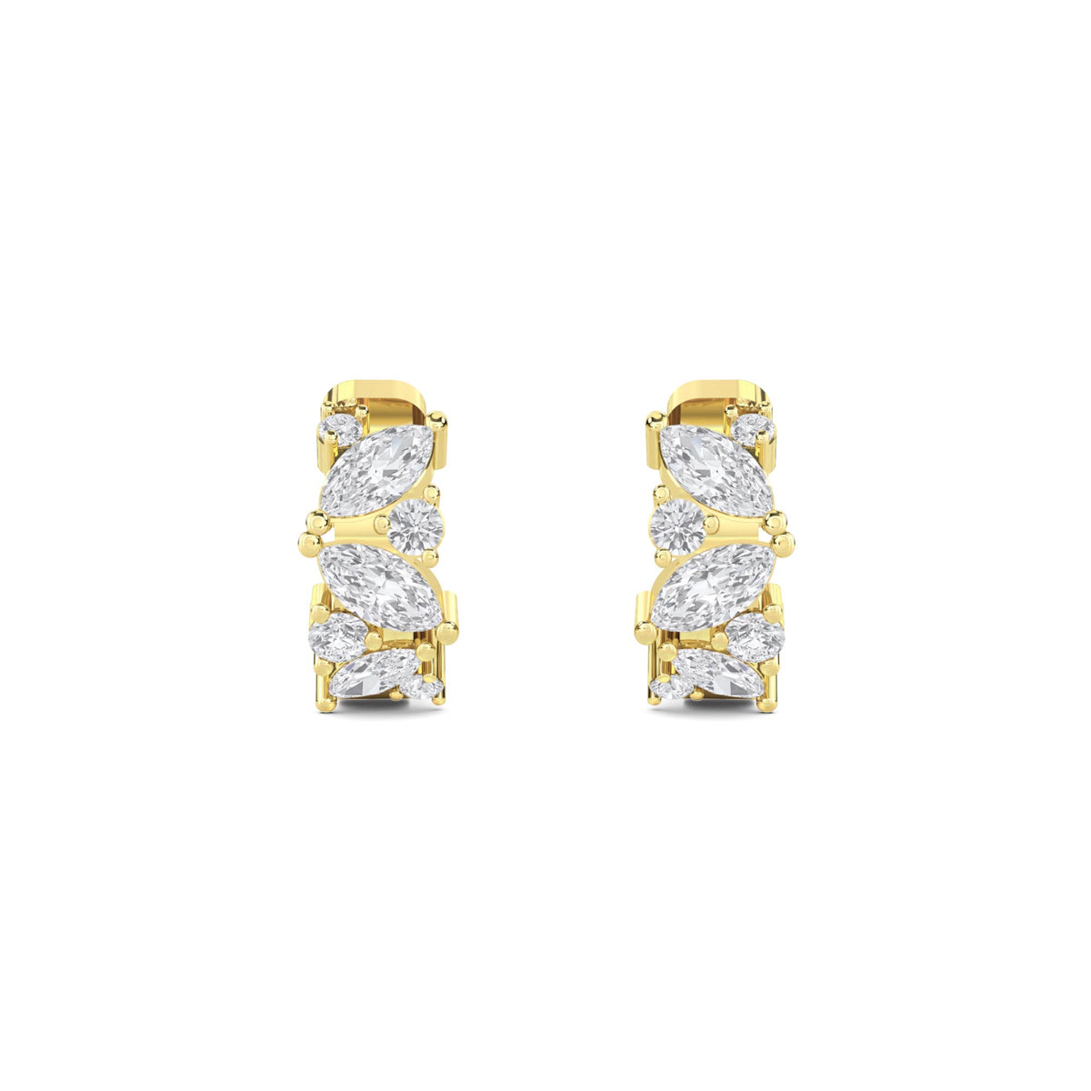 Marquise Round Bezel Hoop Earrings - image 1