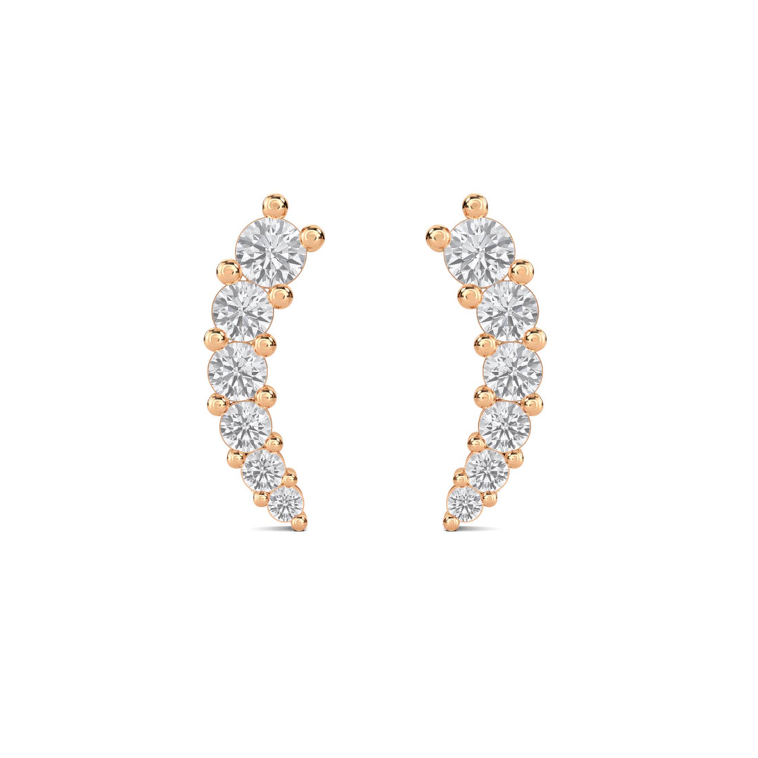 Graduated Round Diamond Ear Climber Earrings