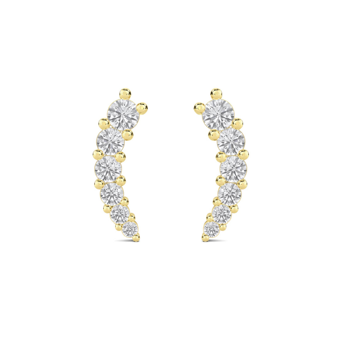 Graduated Round Diamond Ear Climber Earrings