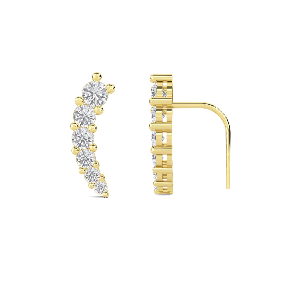 Graduated Round Diamond Ear Climber Earrings