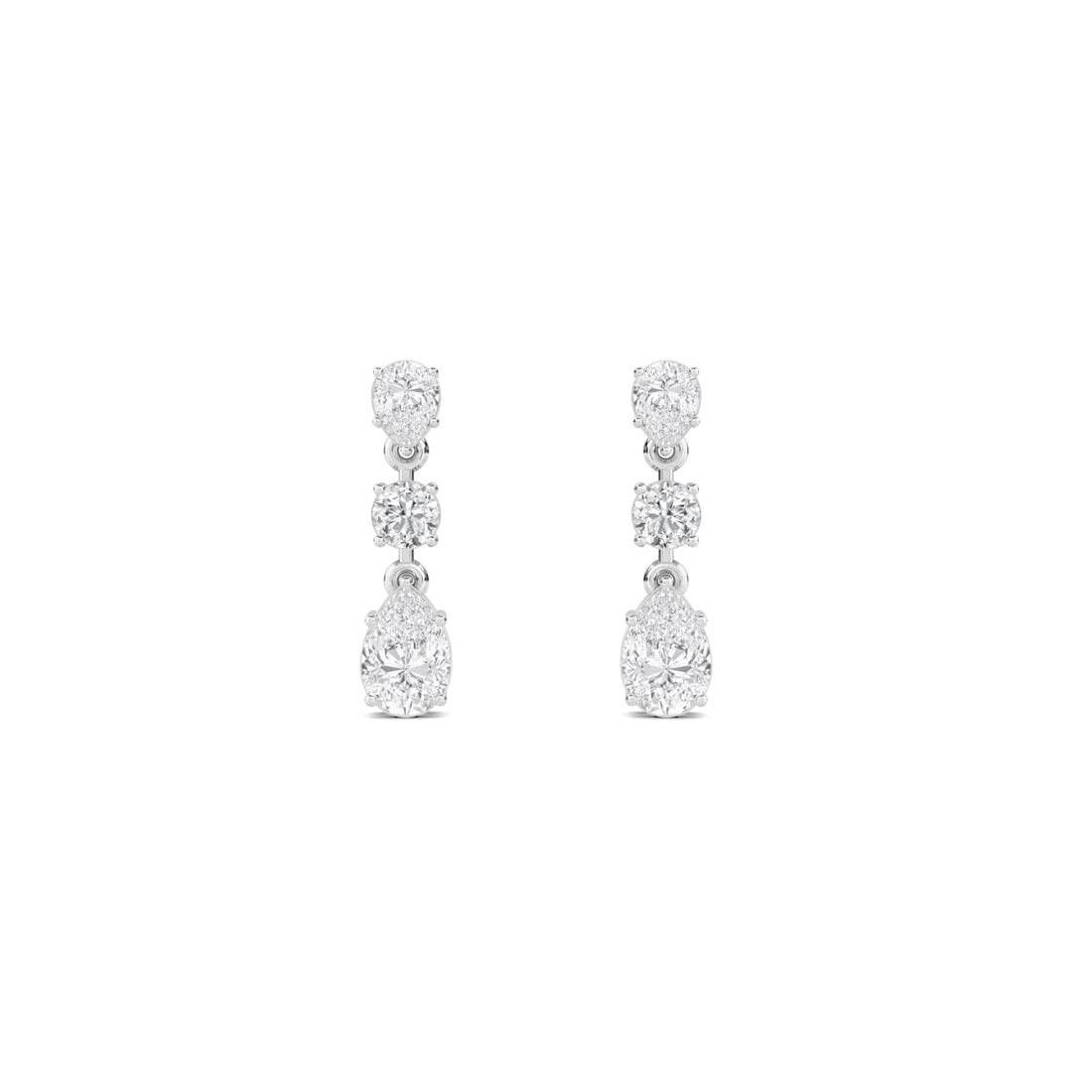 Pear Round Pear Graduated Drop Earrings (Silver) - image 1