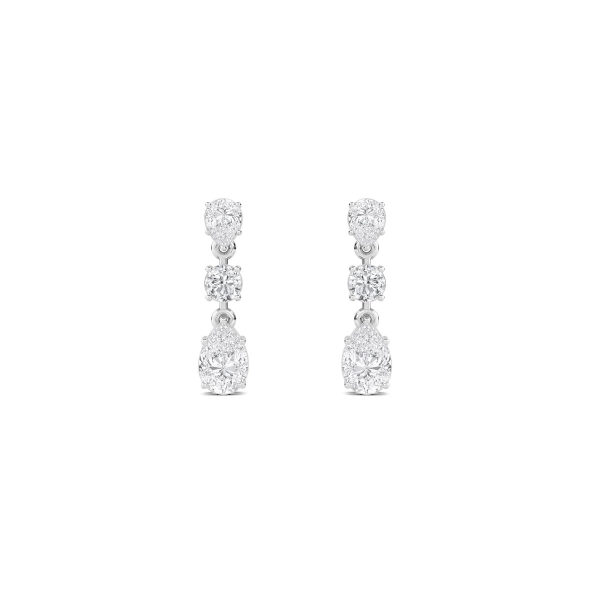 Pear Round Pear Graduated Drop Earrings (Silver) - image 1