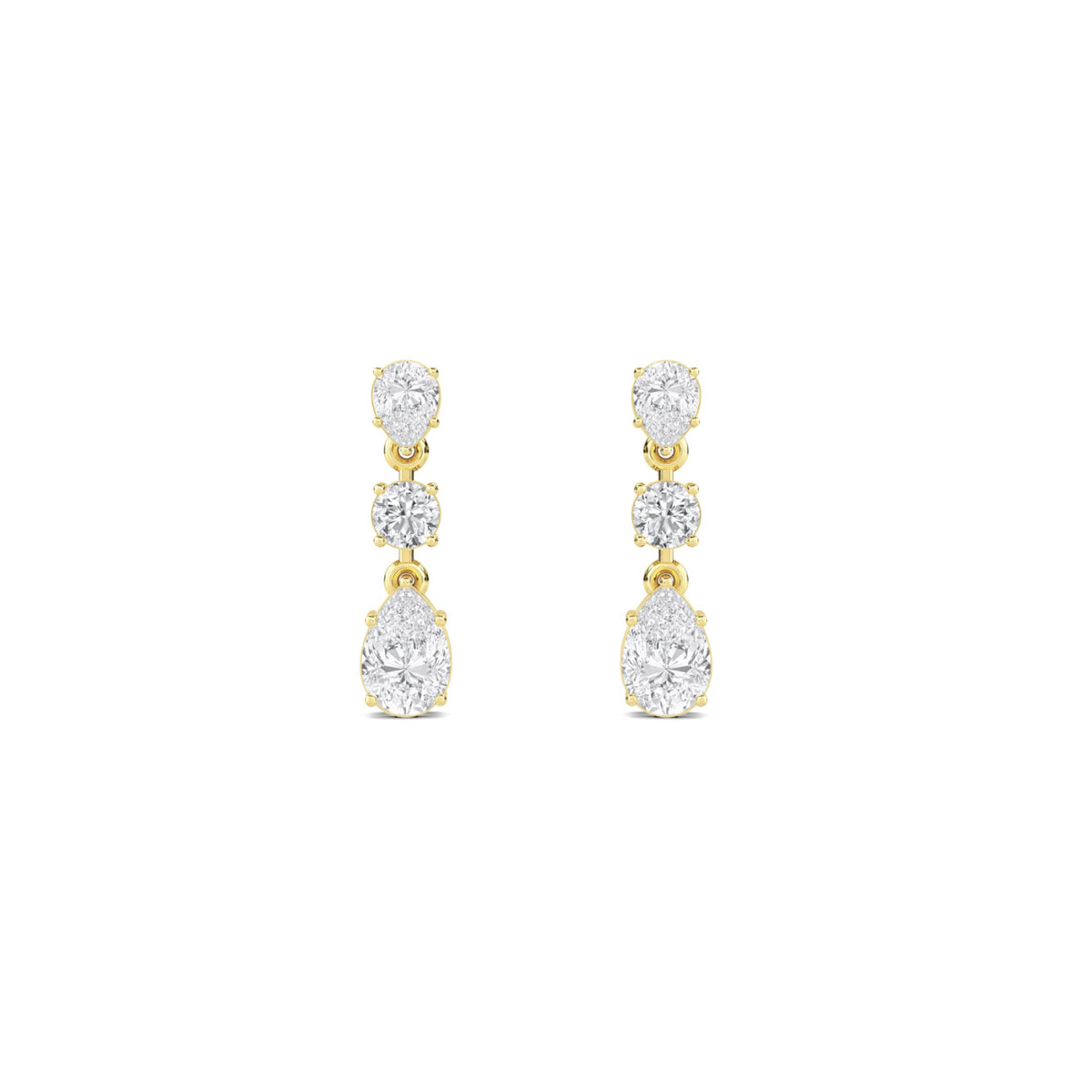 Pear Round Pear Graduated Drop Earrings - image 1