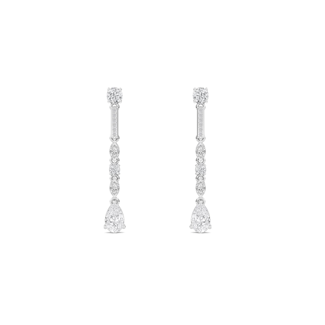 Linear Pear Drop Diamond Earrings (Silver)
