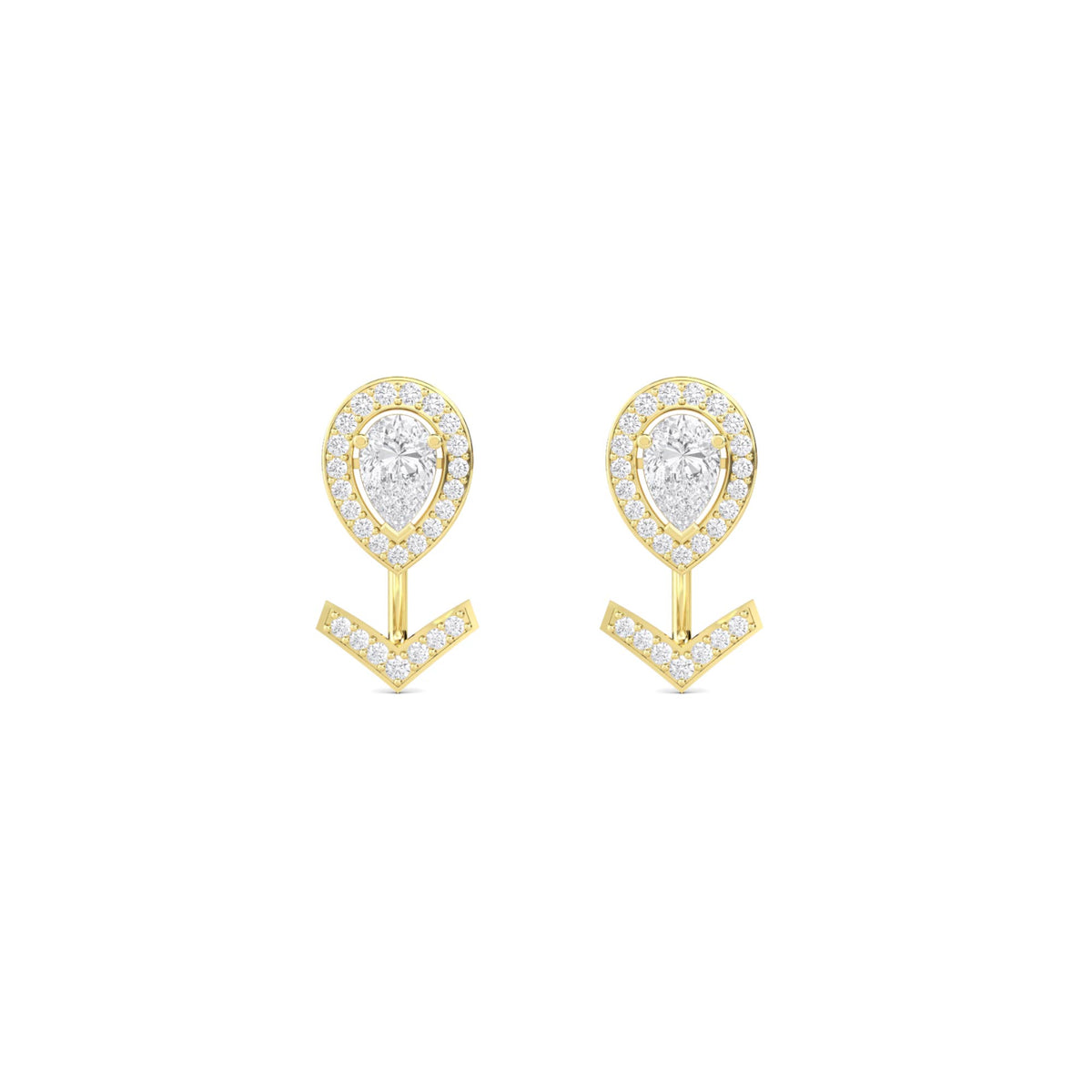 Pear Halo Chevron Drop Stud Earrings - image 1