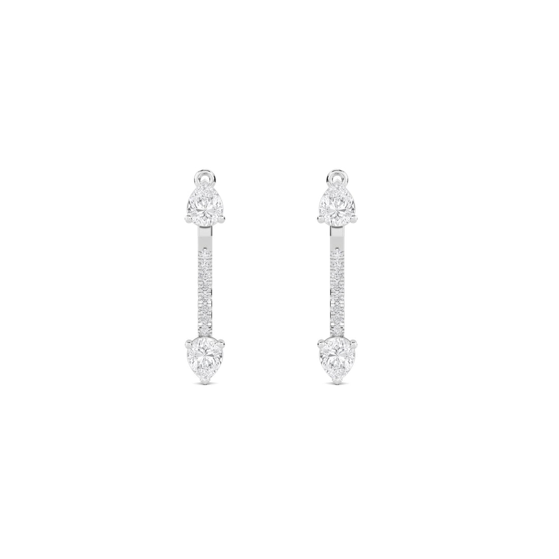 Pear Diamond Bar Drop Earrings (Silver)
