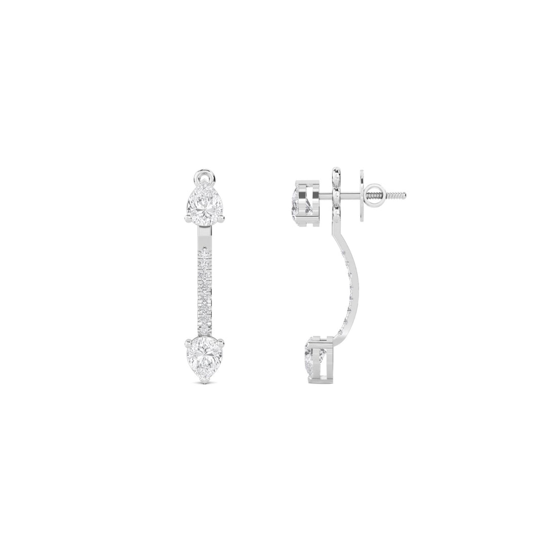 Pear Diamond Bar Drop Earrings (Silver)