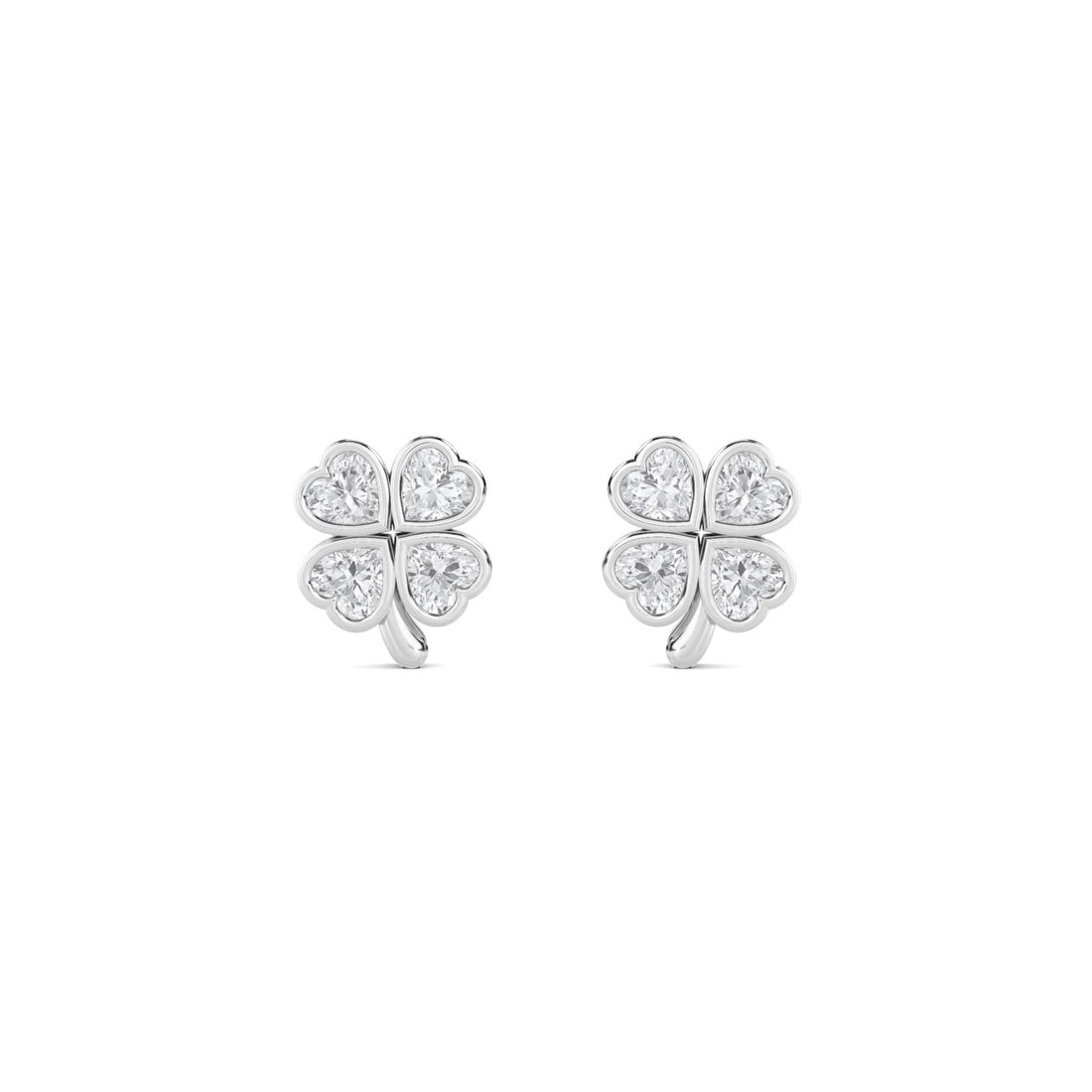Heart Clover Cluster Stud Earrings (Silver) - image 1