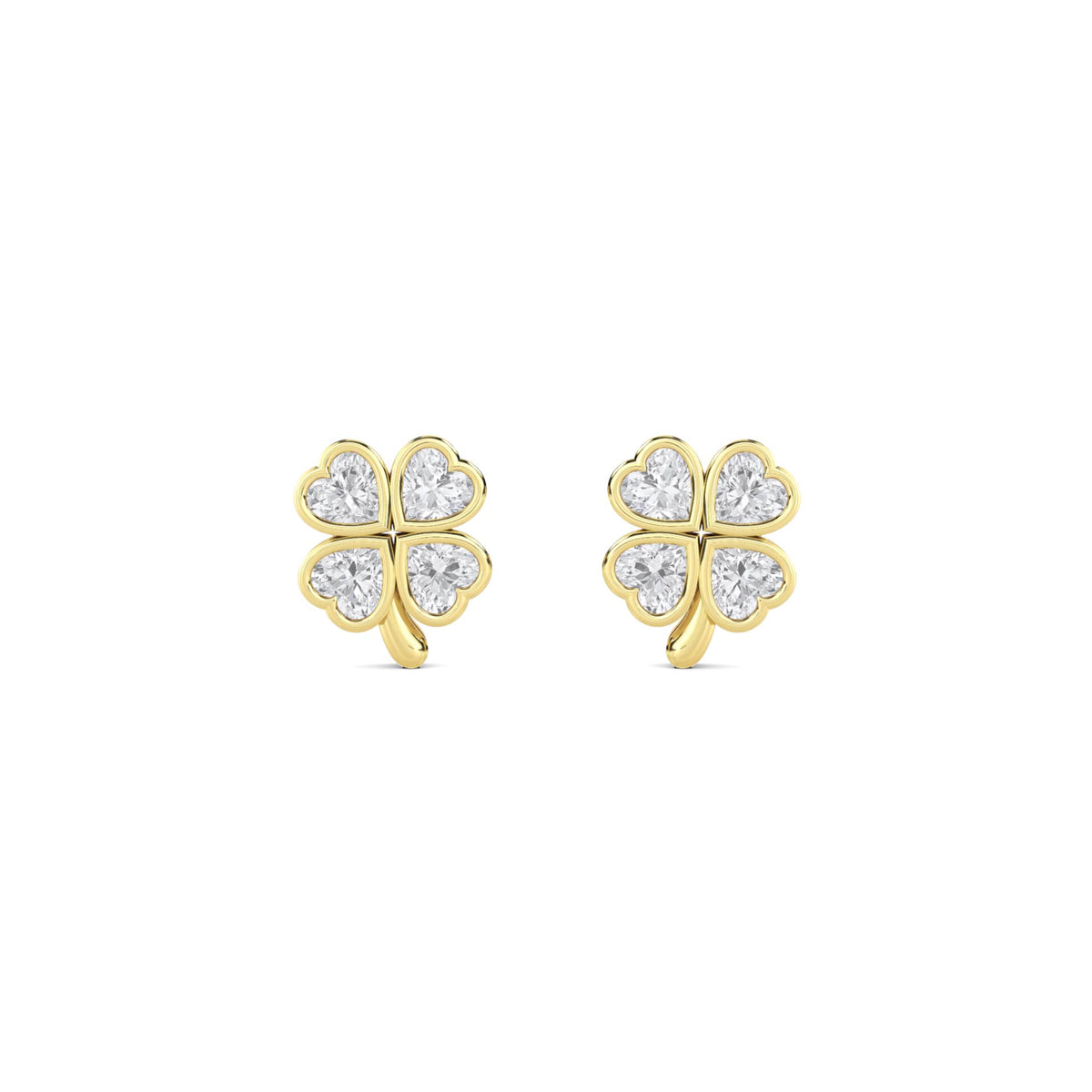 Heart Clover Cluster Stud Earrings - image 1