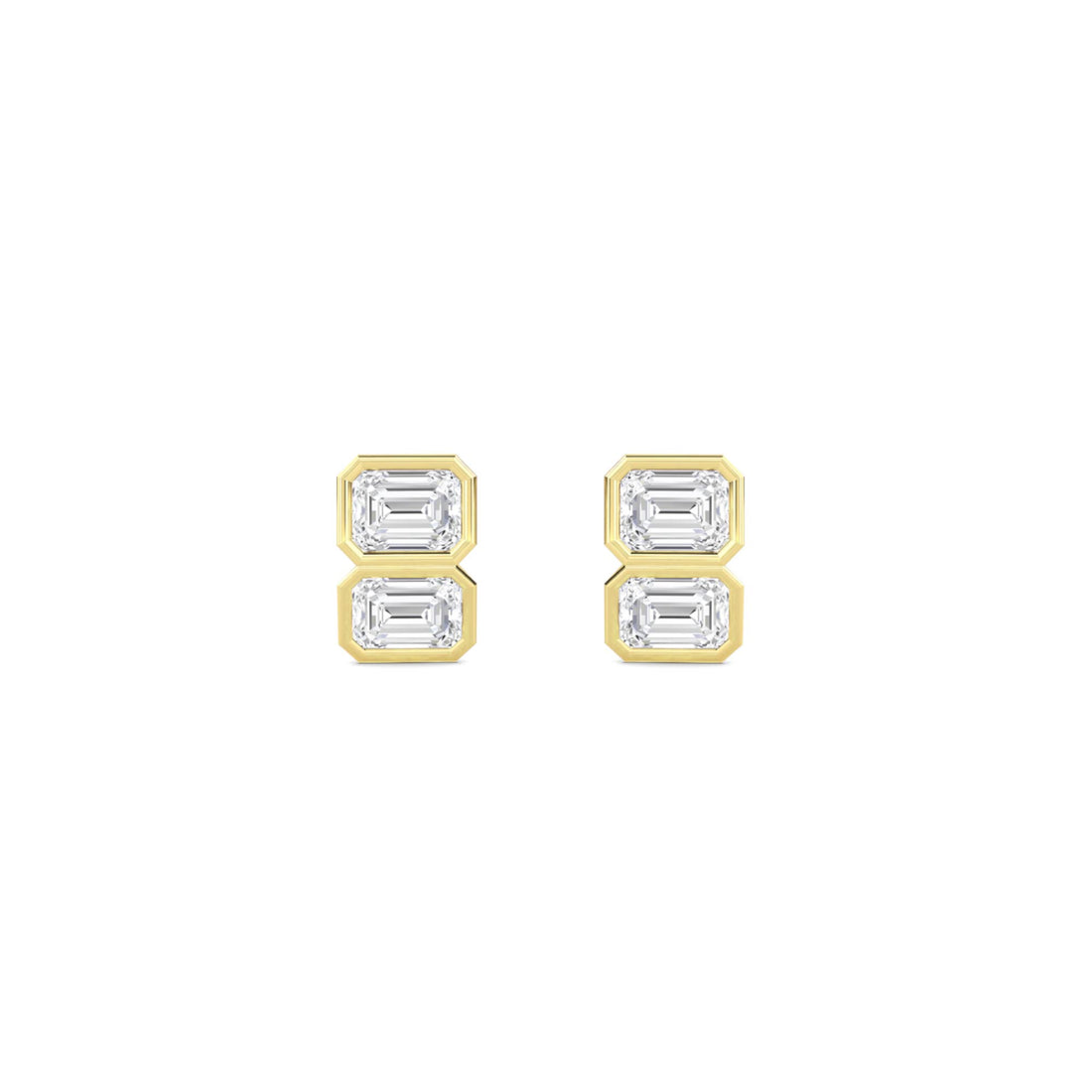 Double Emerald Cut Diamond Stud Earrings