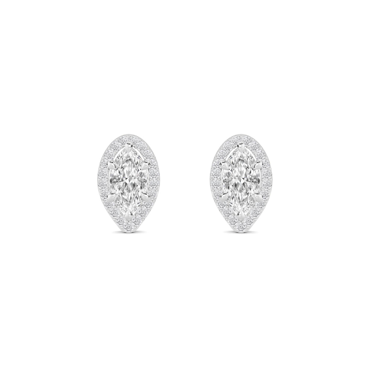 Marquise Halo Stud Earrings (Silver) - image 1