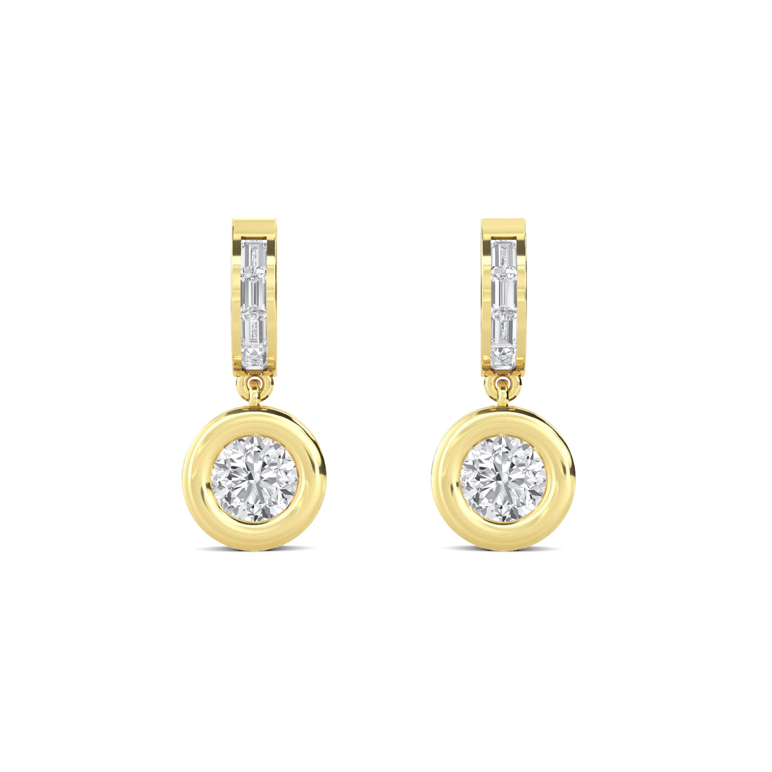Baguette Huggie Bezel Drop Lab Grown Diamond Earrings - image 1
