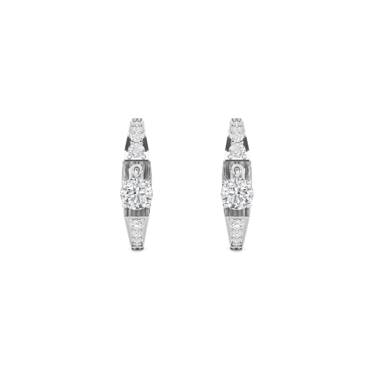 Graduated Tapered Huggie Hoop Earrings (Silver) - image 1