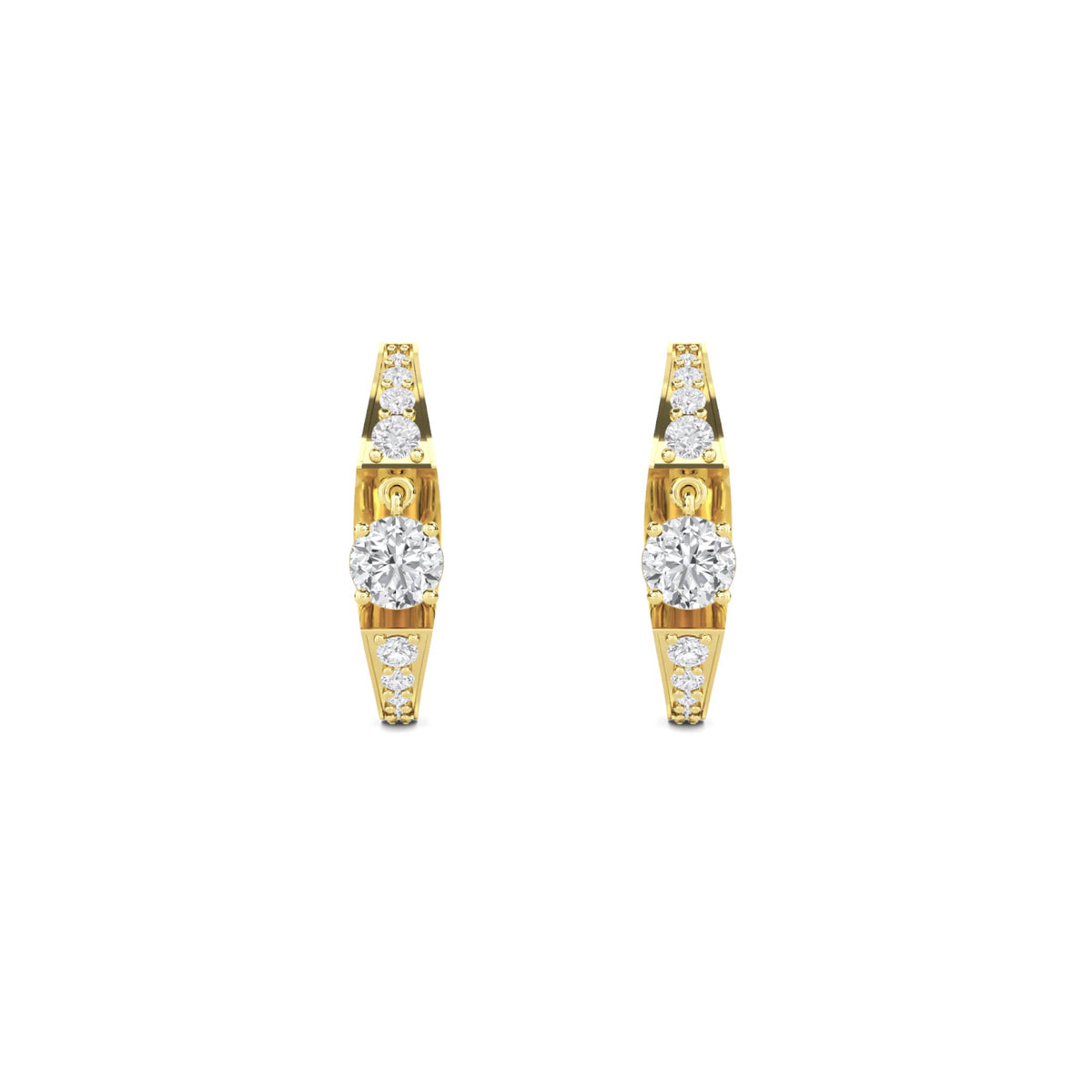 Graduated Tapered Huggie Hoop Earrings - image 1