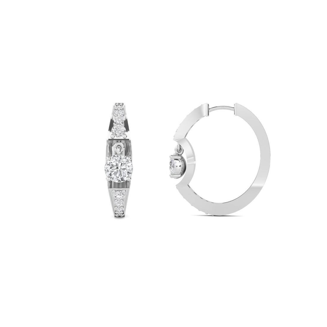 Graduated Tapered Huggie Hoop Earrings (Silver)