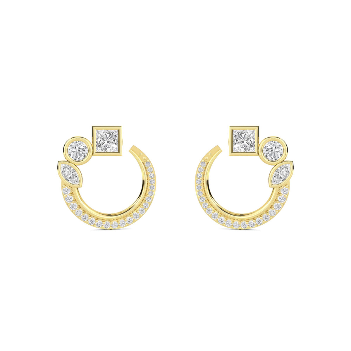 Princess Bezel Open Hoop Earrings - image 1