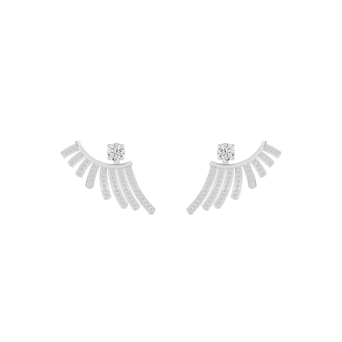 Diamond Fan Stud Earrings (Silver) - image 1