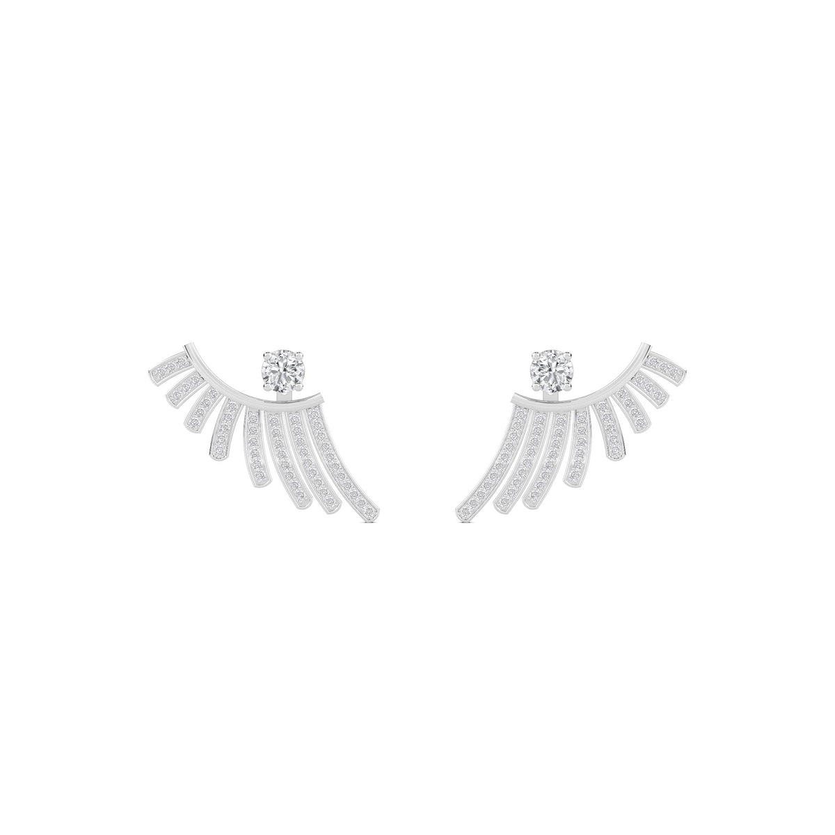 Diamond Fan Stud Earrings (Silver) - image 1