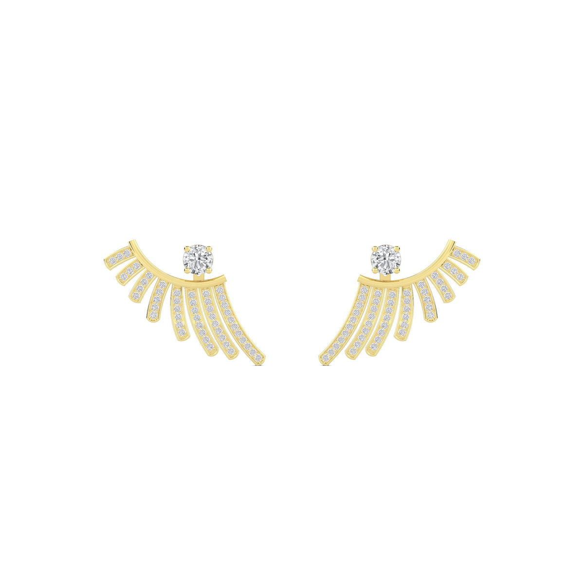 Diamond Fan Stud Earrings - image 1