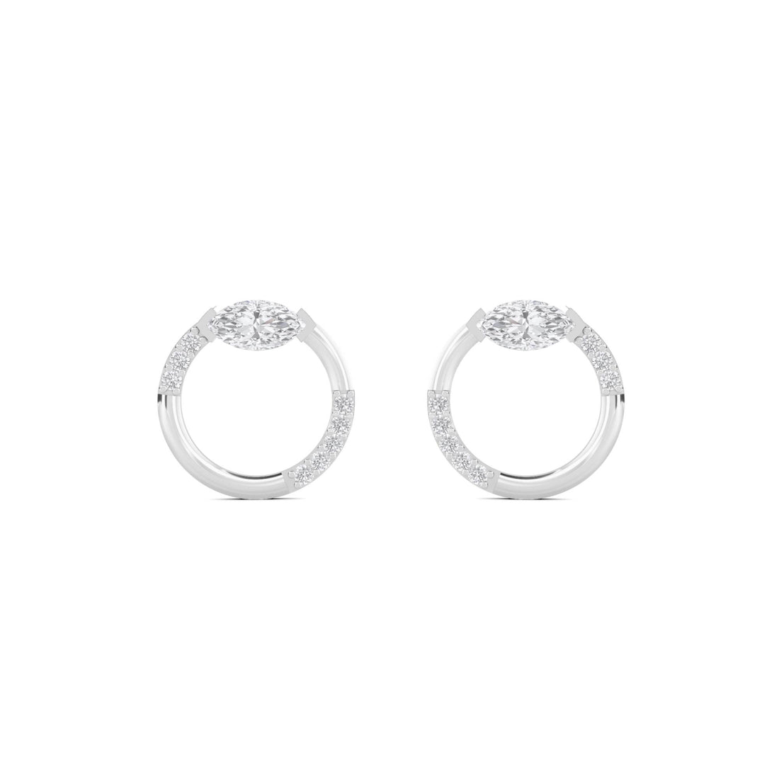 Marquise Open Circle Diamond Earrings (Silver)