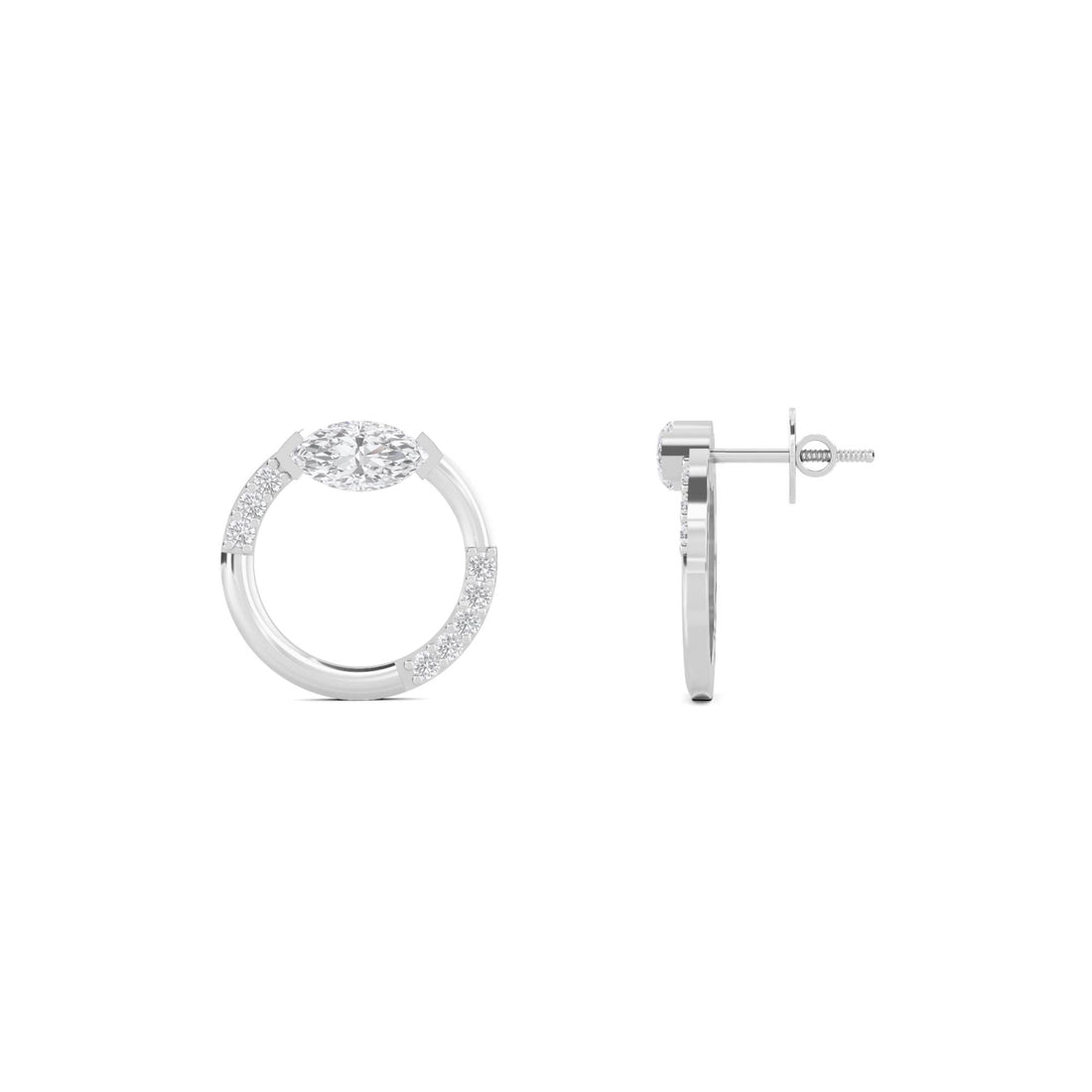 Marquise Open Circle Diamond Earrings (Silver)