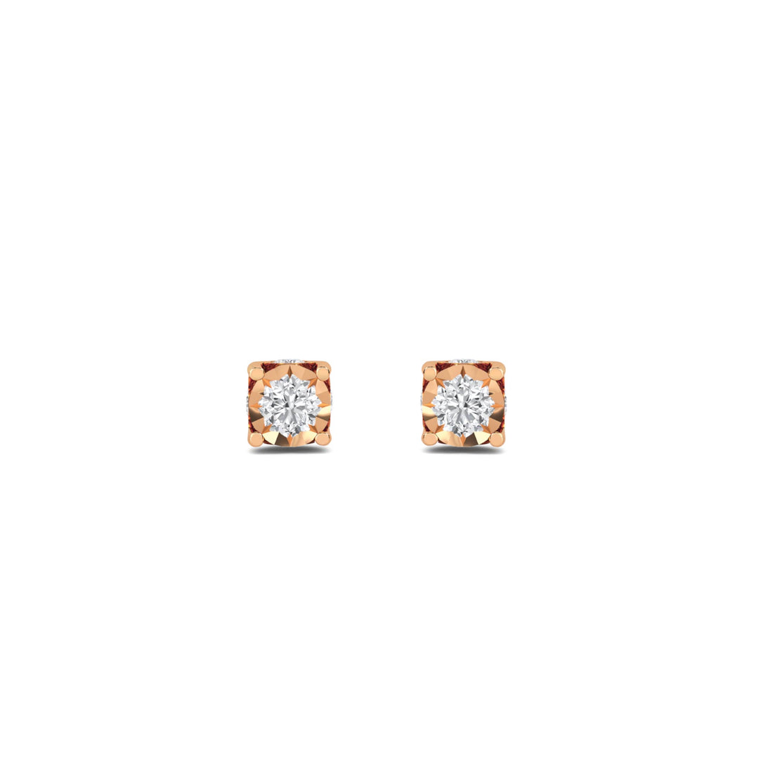 Illusion Set Round Diamond Stud Earrings